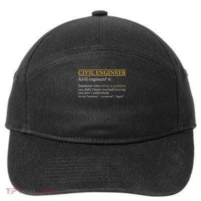 Funny Civil Engineer Definition Birthday Or Christmas 7-Panel Snapback Hat