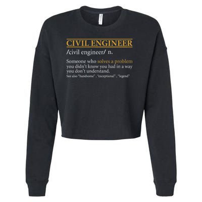 Funny Civil Engineer Definition Birthday Or Christmas Cropped Pullover Crew