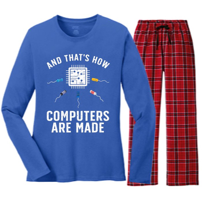 Funny Computer Engineer Design For Chip Resistor Women's Long Sleeve Flannel Pajama Set 