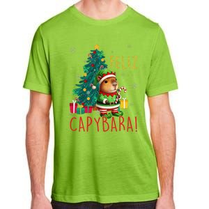 Feliz Capybara Elf Xmas Christmas Tree Checkered Candy Cane Adult ChromaSoft Performance T-Shirt