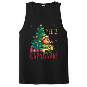 Feliz Capybara Elf Xmas Christmas Tree Checkered Candy Cane PosiCharge Competitor Tank