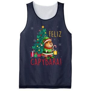 Feliz Capybara Elf Xmas Christmas Tree Checkered Candy Cane Mesh Reversible Basketball Jersey Tank