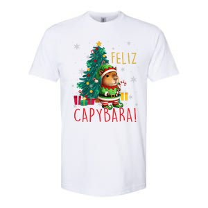 Feliz Capybara Elf Xmas Christmas Tree Checkered Candy Cane Softstyle CVC T-Shirt