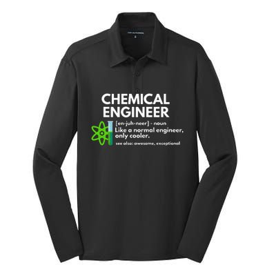 Funny Chemical Engineer Definition Engineering Silk Touch Performance Long Sleeve Polo