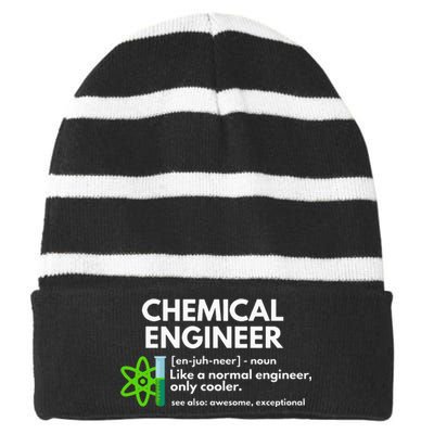 Funny Chemical Engineer Definition Engineering Striped Beanie with Solid Band