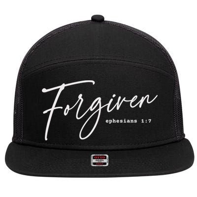 Forgiven Christian  Ephesians Scripture Based 7 Panel Mesh Trucker Snapback Hat