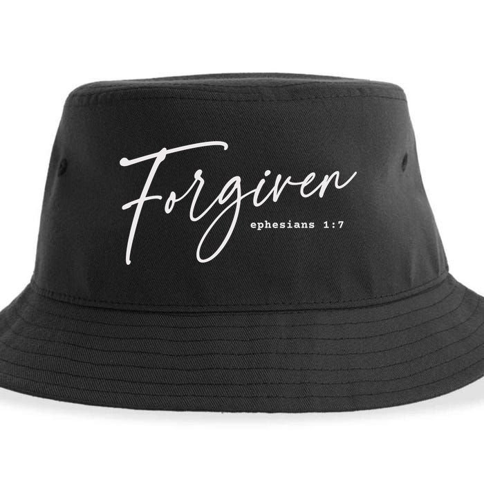 Forgiven Christian  Ephesians Scripture Based Sustainable Bucket Hat