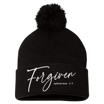 Forgiven Christian  Ephesians Scripture Based Pom Pom 12in Knit Beanie