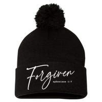 Forgiven Christian  Ephesians Scripture Based Pom Pom 12in Knit Beanie