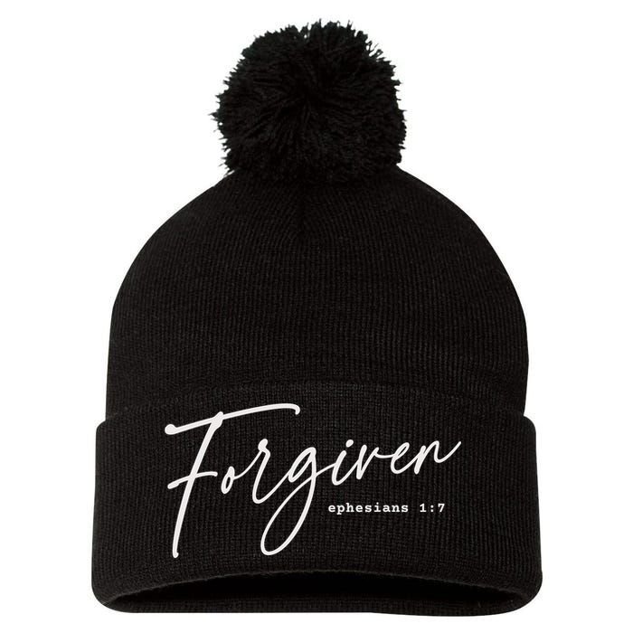 Forgiven Christian  Ephesians Scripture Based Pom Pom 12in Knit Beanie