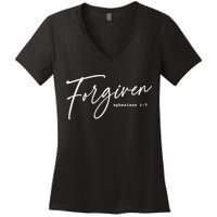Forgiven Christian  Ephesians Scripture Based Women's V-Neck T-Shirt