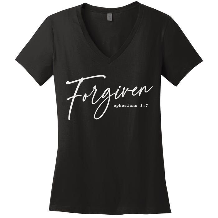 Forgiven Christian  Ephesians Scripture Based Women's V-Neck T-Shirt