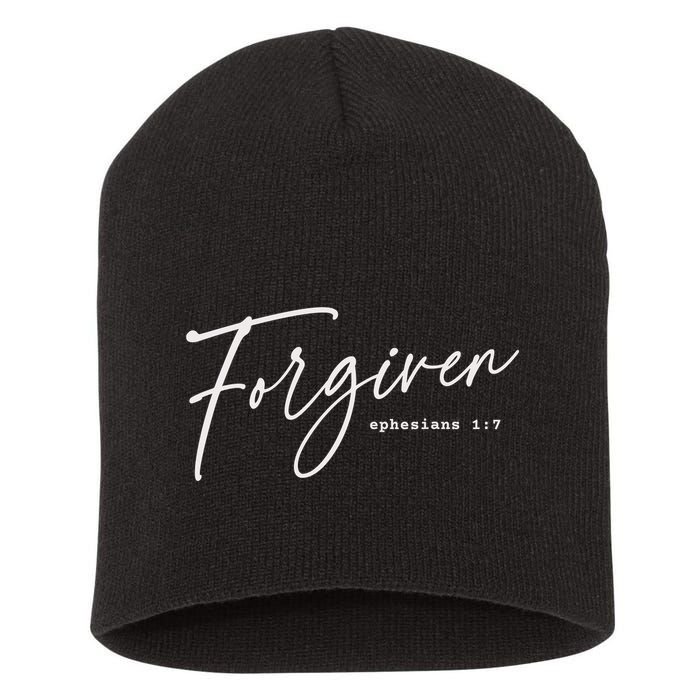 Forgiven Christian  Ephesians Scripture Based Short Acrylic Beanie