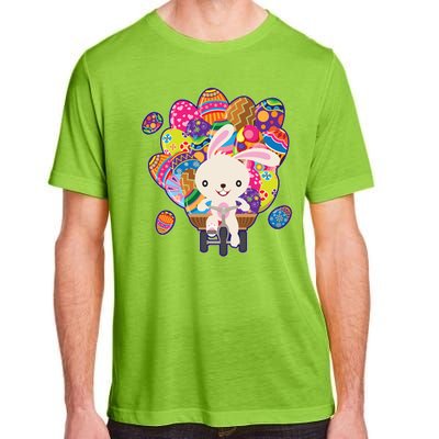 Funny Cute Easter Bunny On Bike Delivering Easter Eggs Adult ChromaSoft Performance T-Shirt