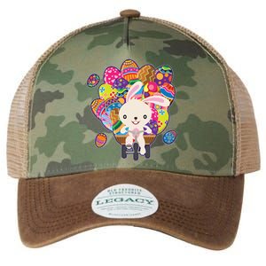 Funny Cute Easter Bunny On Bike Delivering Easter Eggs Legacy Tie Dye Trucker Hat