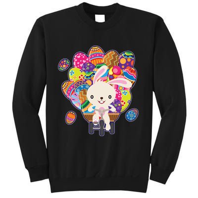 Funny Cute Easter Bunny On Bike Delivering Easter Eggs Sweatshirt