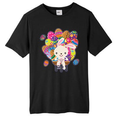 Funny Cute Easter Bunny On Bike Delivering Easter Eggs Tall Fusion ChromaSoft Performance T-Shirt