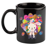 Funny Cute Easter Bunny On Bike Delivering Easter Eggs 11oz C Handle Ceramic Mug