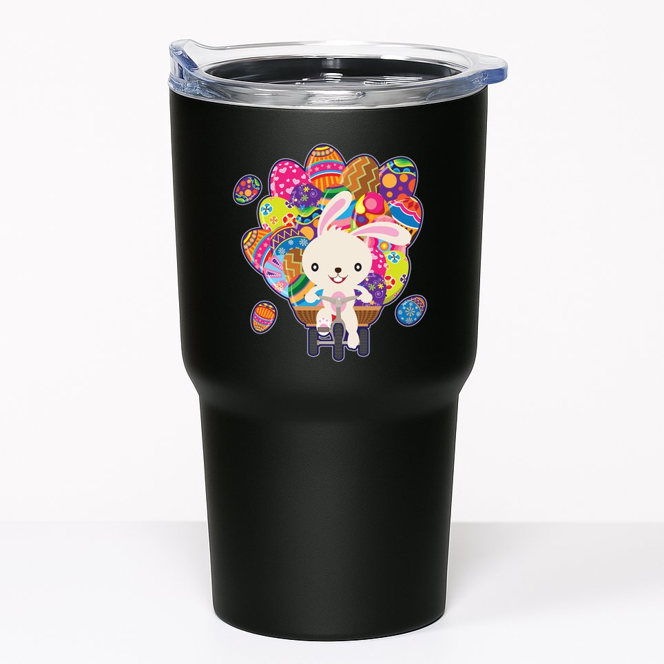 Funny Cute Easter Bunny On Bike Delivering Easter Eggs Tumbler