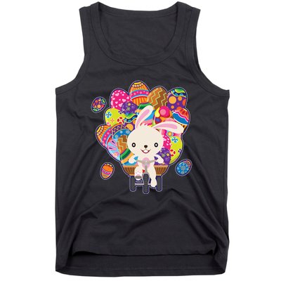 Funny Cute Easter Bunny On Bike Delivering Easter Eggs Tank Top