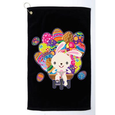 Funny Cute Easter Bunny On Bike Delivering Easter Eggs Golf Towel