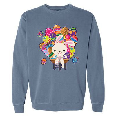 Funny Cute Easter Bunny On Bike Delivering Easter Eggs Garment-Dyed Sweatshirt