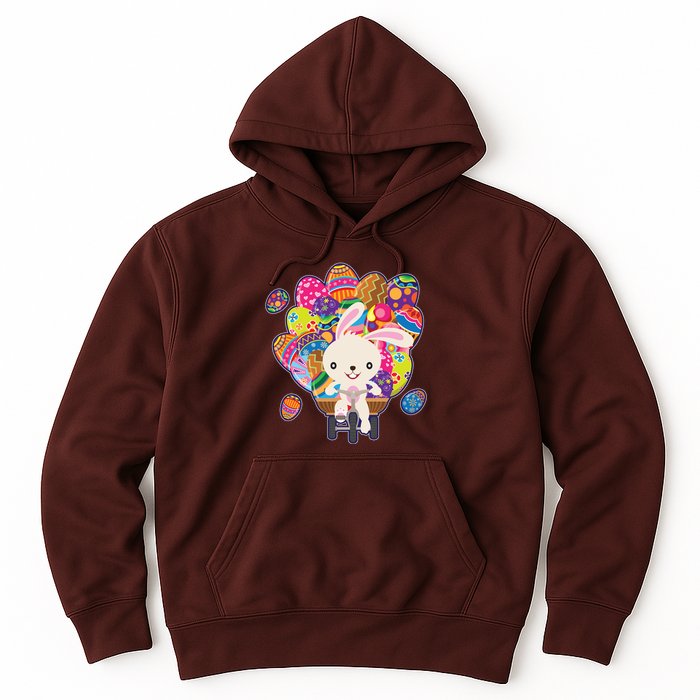 Funny Cute Easter Bunny On Bike Delivering Easter Eggs Hoodie