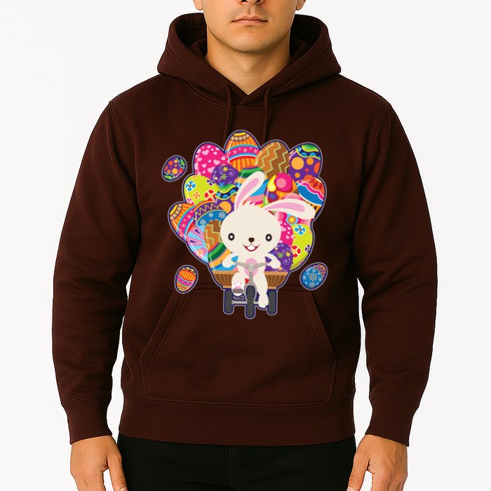 Funny Cute Easter Bunny On Bike Delivering Easter Eggs Hoodie
