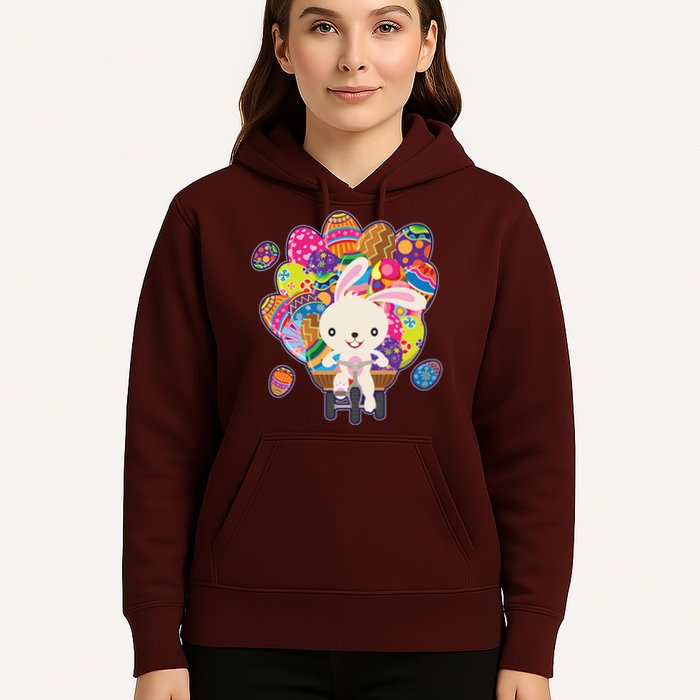 Funny Cute Easter Bunny On Bike Delivering Easter Eggs Hoodie