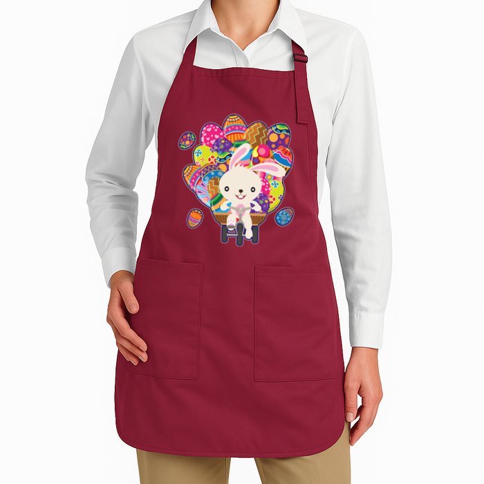 Funny Cute Easter Bunny On Bike Delivering Easter Eggs Apron