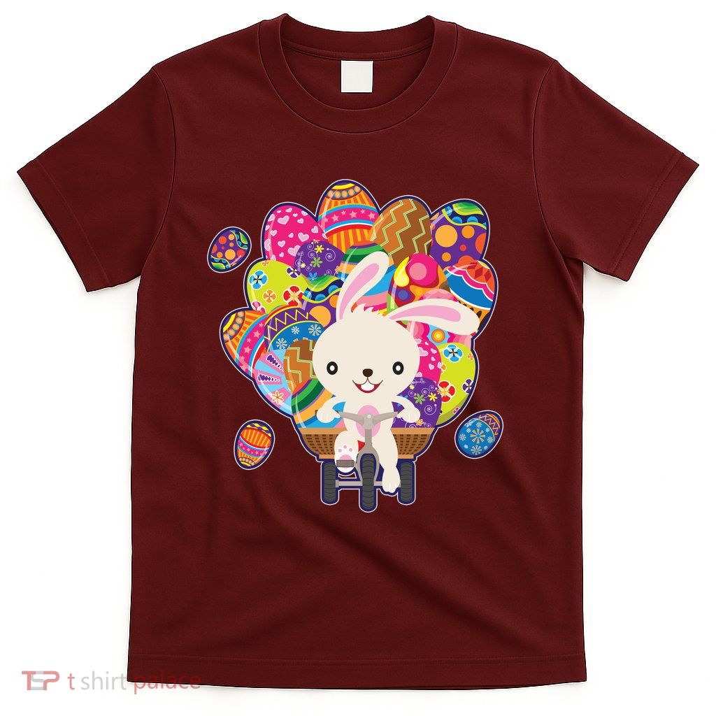 Funny Cute Easter Bunny On Bike Delivering Easter Eggs T-Shirt
