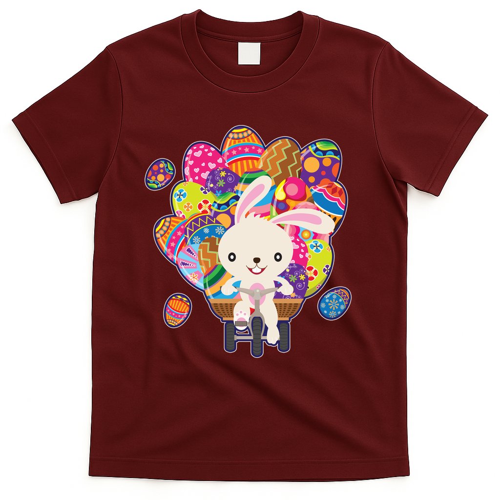 Funny Cute Easter Bunny On Bike Delivering Easter Eggs T-Shirt