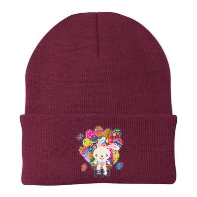 Funny Cute Easter Bunny On Bike Delivering Easter Eggs Beanie