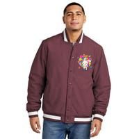 Funny Cute Easter Bunny On Bike Delivering Easter Eggs Insulated Varsity Jacket