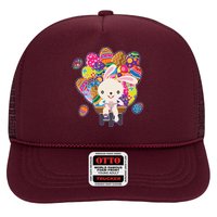 Funny Cute Easter Bunny On Bike Delivering Easter Eggs Trucker Hat