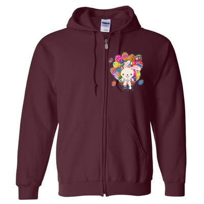 Funny Cute Easter Bunny On Bike Delivering Easter Eggs Full Zip Hoodie