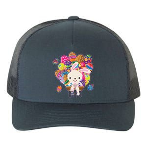 Funny Cute Easter Bunny On Bike Delivering Easter Eggs Yupoong Adult 5-Panel Trucker Hat