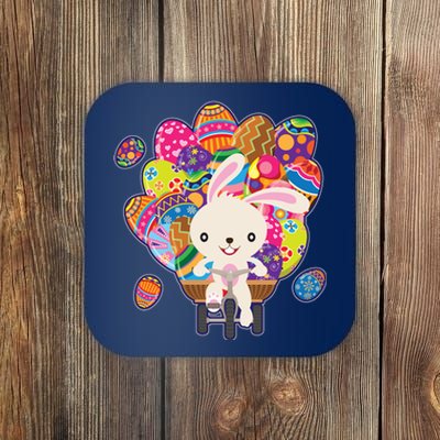 Funny Cute Easter Bunny On Bike Delivering Easter Eggs Coaster