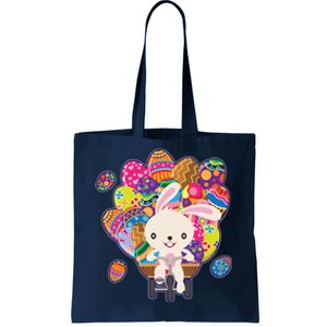 Funny Cute Easter Bunny On Bike Delivering Easter Eggs Tote Bag