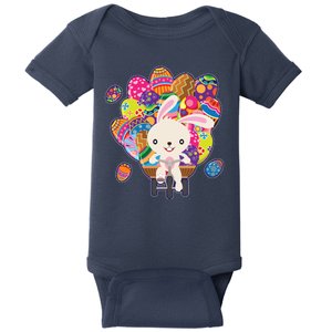 Funny Cute Easter Bunny On Bike Delivering Easter Eggs Baby Bodysuit