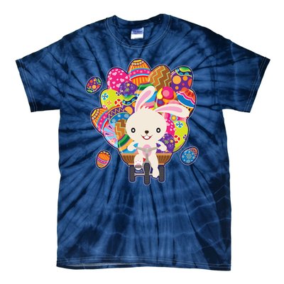 Funny Cute Easter Bunny On Bike Delivering Easter Eggs Tie-Dye T-Shirt