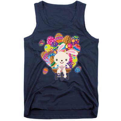 Funny Cute Easter Bunny On Bike Delivering Easter Eggs Tank Top