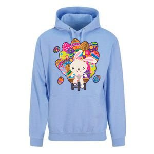 Funny Cute Easter Bunny On Bike Delivering Easter Eggs Unisex Surf Hoodie