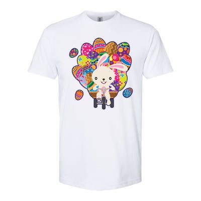 Funny Cute Easter Bunny On Bike Delivering Easter Eggs Softstyle® CVC T-Shirt