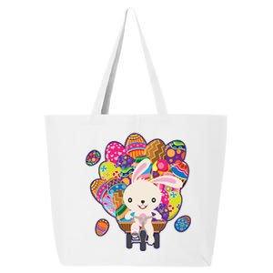 Funny Cute Easter Bunny On Bike Delivering Easter Eggs 25L Jumbo Tote