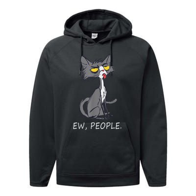 Funny Cat Ew People Meowy Cat Lovers Performance Fleece Hoodie