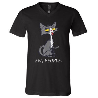 Funny Cat Ew People Meowy Cat Lovers V-Neck T-Shirt