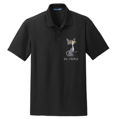 Funny Cat Ew People Meowy Cat Lovers Dry Zone Grid Polo