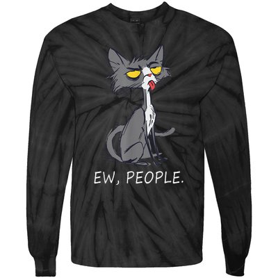 Funny Cat Ew People Meowy Cat Lovers Tie-Dye Long Sleeve Shirt