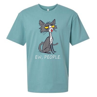 Funny Cat Ew People Meowy Cat Lovers Sueded Cloud Jersey T-Shirt